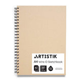 A4 Sketchbook - (Pack of 1, 80 Pages (40 Sheets)) Wire-O Portrait Drawing Pad for Heavy Mixed Media with Perforated 180gsm Acid Free Cartridge Paper ARTISTIK