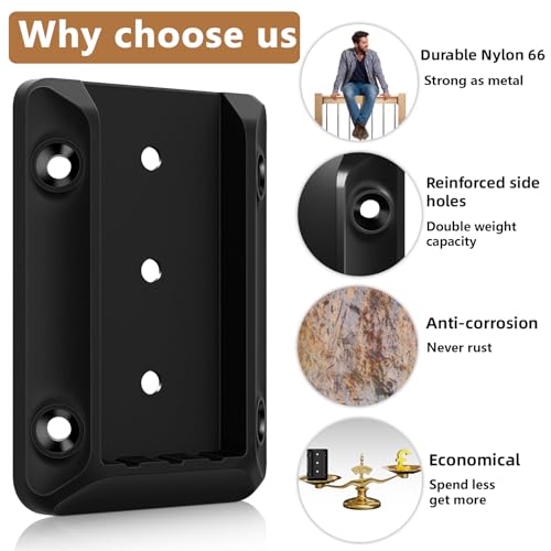 Steel DN Mate 20 PCS Deck Railing Bracket Connectors for 2x4 (Actual 1.5”x3.5”) Wood Post to Handrail Connection, Sturdy Nylon Stair Fence Railing Steel DN Mate