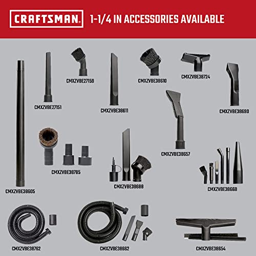 CRAFTSMAN CMXZVBE38785 1-1/4 in. Natural Hair Dusting Brush Wet/Dry Vac Attachment with 1-7/8 in. and 2-1/2 in. Adapters Craftsman