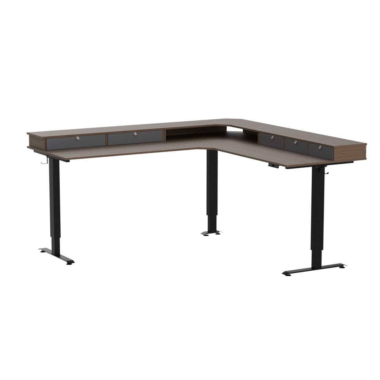 FEZIBO Triple Motor 75" L Shaped Standing Desk with 5 Drawers, Reversible Electric Standing Gaming Desk Adjustable Height, Corner Stand up Desk with FEZIBO