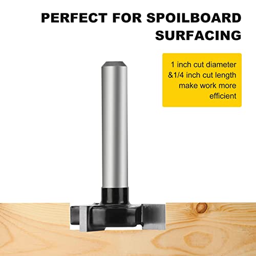 CNC Spoilboard Surfacing Router Bits 1/4 inch Shank 1inch Cutting Diameter Slab Flattening Router Bit Planing Bit Wood Planing Bit Planer Perfectly