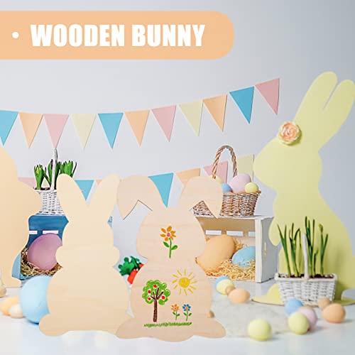 BESTOYARD Easter Bunny 8pcs Easter Wooden Bunny Cutouts Unfinished Wooden Bunny Cutout Easter Rabbit Cutouts for DIY Easter Crafts Easter Spring BESTOYARD