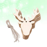 Amosfun 20PCS Wooden Deer Head Christmas Ornaments Pendant Hanging Wooden Pendant Decoration Wooden DIY Craft Christmas Tree Hanging Ornaments Amosfun