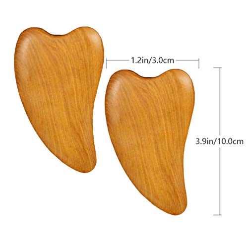 EXCEART 2pcs Wooden Scraping Massage Tool Heart- shaped Wood Face Scraping Board Facial Body Care Scraping Plate Therapy Tool, Anti Cellulite, Manual EXCEART