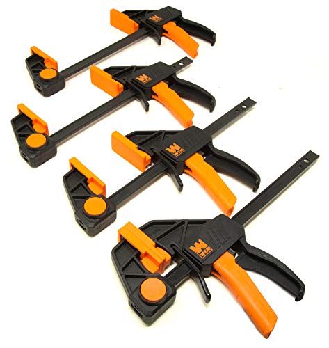 WEN CLR062 6-Inch Heavy Duty Steel Bar Clamps and Spreaders with 2.3-Inch Throat, Four Pack WEN