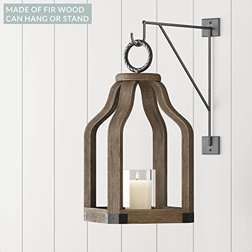 Barnyard Designs Wood Lantern Decor, Rustic Decor Candle Lantern, Outdoor Lanterns Farmhouse Candle Holder, Decorative Lanterns for Wedding, - WoodArtSupply