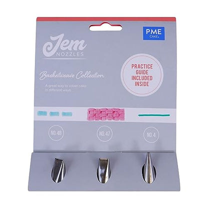 PME Jem Nozzles Set of 3 – Basket Weave Collection, Standard, Silver - WoodArtSupply