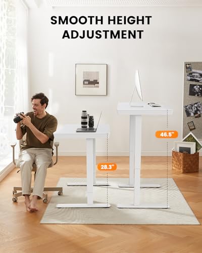 ErGear Electric Standing Desk, 48 x 24 inch Standing Desk with Drawer, Sit Stand Desk with Preassembled Top & USB Charging Ports, Height Adjustable ErGear