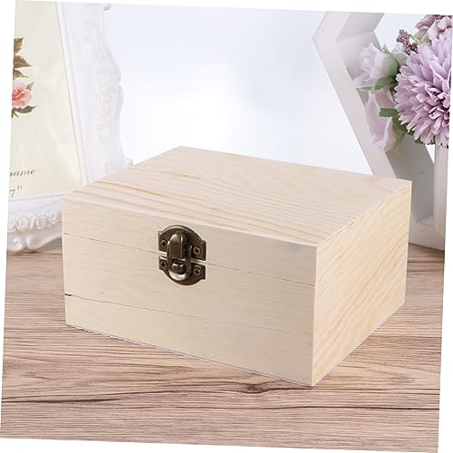 NOLITOY 1pc Box Storage Box manual earring box necklace box unfinished wood treasure chest makeup box wooden crafts jewelry box wooden treasure chest NOLITOY