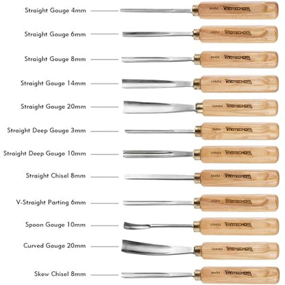 IMOTECHOM 12-Pieces Woodworking Wood Carving Tools Chisel Set with Canvas Bag, Razor Sharp CR-V 60 Steel Blades - WoodArtSupply