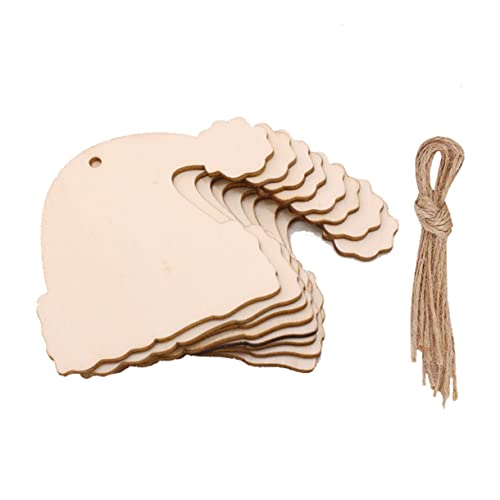 ABOOFAN 50 Pcs Wood Trim Woodsy Decor Christmas Decor Christmas Hanging Santa Hat Christmas Wood Shaped Unfinished Wooden Santa Hat Christmas Pendant ABOOFAN