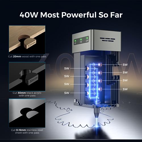 Official Creality Laser Engraver 40W, Falcon 2 Laser Cutter, 25000mm/min Speed DIY Laser Engraving Machine with Air Assist for Wood, Metal, Acrylic, Creality