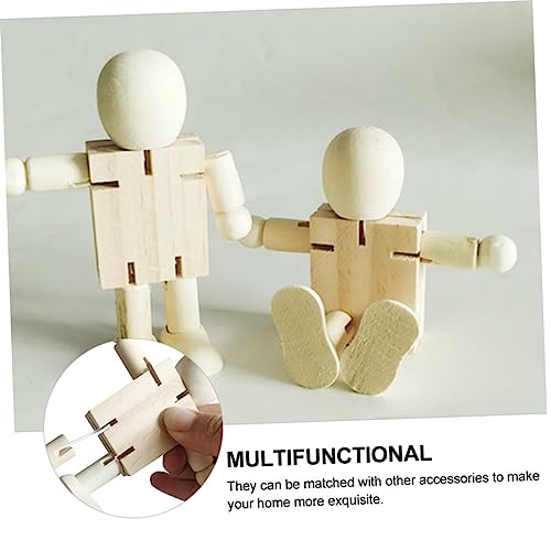 EXCEART 3pcs White Embryo Robot Peg People Kit Unfinished Robot Unfinished Peg Dolls Peg People Toys Blank Peg People Craft Blank Wood Doll Figures EXCEART