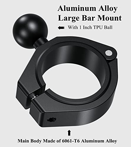 BRCOVAN 2 Pack, Aluminum Alloy Large Bar Clamp Mount with 1'' TPU Ball Fit for ATV UTV Roll Cage Round Rail Diameter 1.5'' 1.65'' 1.75'' 1.85'' 2'' BRCOVAN
