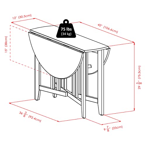 Winsome Wood Alamo, , Double Drop Leaf, Round Table Mission, Walnut, 42-Inch/ 41.97 in x 41.97 in x 29.65 in Winsome