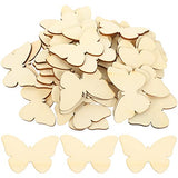 TINKSKY 50pcs Wooden Butterfly Shapes Craft Blank, Natural Unfinished Cutout Shape Wooden Butterfly, Christmas, Wedding, Guestbook, Decoupage Family TINKSKY
