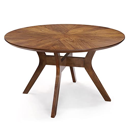 Uolfin Round Dining Table for 6, Solid Wood, 52-Inch - WoodArtSupply