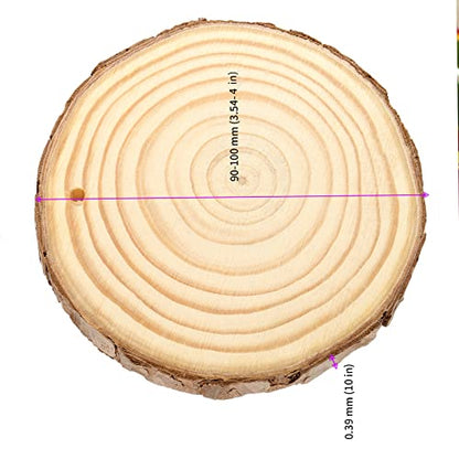 KINJOEK 36 PCS Natural Wood Slices 3.5-4 Inch with Bark Unfinished Wood Circles for Coasters DIY Crafts Wedding Decorations Christmas Ornaments