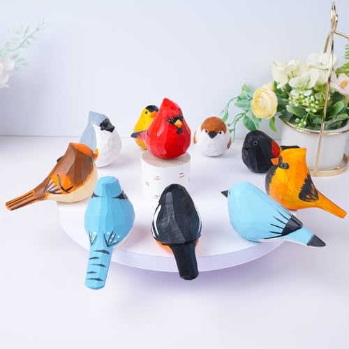 VIPbuy Handmade Wood Bird Figurines, Hand Carved Painted Wooden Bird Ornaments Crafts Home Office Desktop Decor Gifts (American Robin) VIPbuy