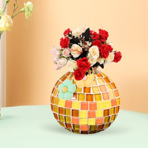 STOBAZA Glass Mosaic Tiles Unfinished Wood Bud Vase Mosaic Vase Kit Stained Mosaic Pieces for Home Decoration DIY Art Projects A STOBAZA