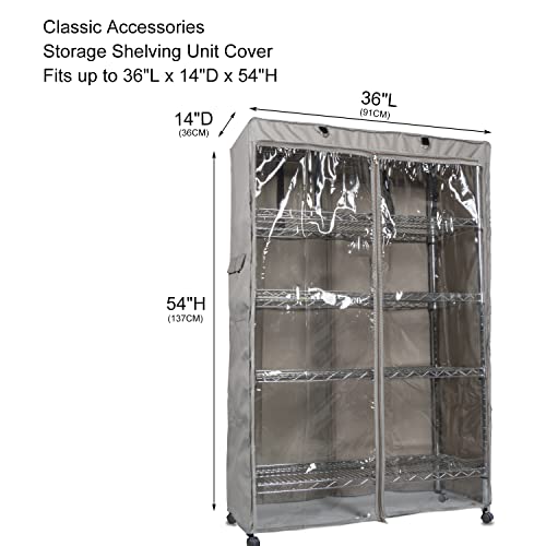 YLOVAN Storage Shelf Cover Wire Rack Shelving Dust Protective, Fits Racks 36''Wx14''Dx54''H One Side See Through Panel (Cover only) - WoodArtSupply