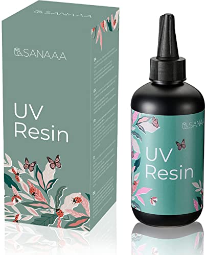 UV Resin 200g/7oz One Minute Fast Curing Clear Hard Type for Polymer Clay Seal, Tumbler, Pen, DIY Earring Pendant Jewelry Making SANAAA