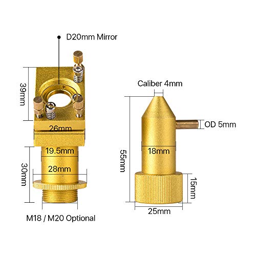 Cloudray K Series Whole Set Incl Head and Mirror Mounts With Focus Lens D20 FL50.8 Mo Mirrors for 2030 4060 k40 Laser engraving Cutting Machine - WoodArtSupply