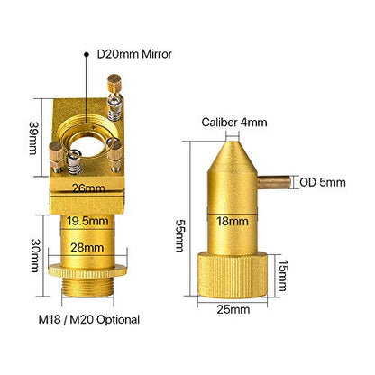 Cloudray K Series Whole Set Incl Head and Mirror Mounts With Focus Lens D20 FL50.8 Mo Mirrors for 2030 4060 k40 Laser engraving Cutting Machine - WoodArtSupply