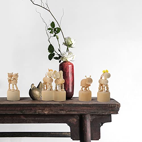 BESPORTBLE 4pcs Wooden Push Up Toys Dog Elephant Unfinished Wooden Peg Doll Kids Finger Puppets Wood Animal Figurines Dancing Animal Giraffe Press BESPORTBLE