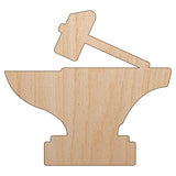 Hammer and Anvil Blacksmith Icon Unfinished Wood Shape Piece Cutout for DIY Craft Projects - 1/4 Inch Thick - 6.25 Inch Size Sniggle Sloth