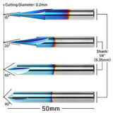 Genmitsu CNC Wood Carving Router Bits Set, 1/4'' Shank, 4 PCS, 15° Detail Carving Liner+ 20° Profile bit+ 60° & 90° V Groove, WC04A Genmitsu