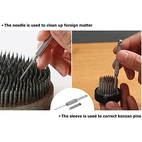 Japanese Ikebana Kit Floral Frog Japanese Flower Arranging Supplies Flower Container with Needle Straightening Tool & Kenzan - 2.4inch Flower Frog, Eggone