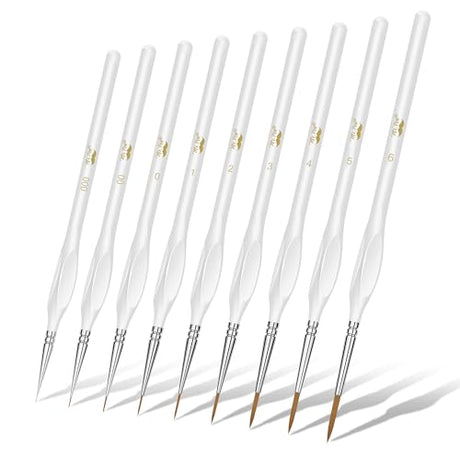 Mr. Pen- Detail Paint Brushes Set, 9 pcs, White, Miniature Paint Brushes, Thin Paint Brushes, Model Paint Brushes, Fine Tip Paint Brush, Face Paint Mr. Pen