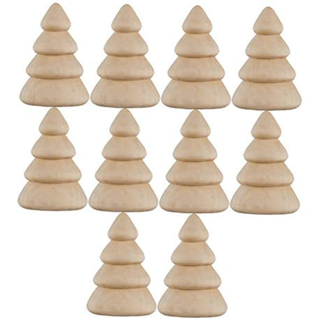 Operitacx 10pcs Wood Tree Unfinished DIY Wood Trees Miniature Wood Trees Unfinished Wood Christmas Tree Mini Wood Tree Paintable Wood Tree Unpainted Operitacx