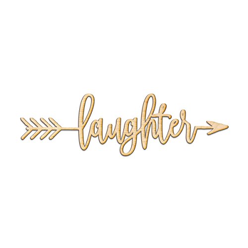 Laughter Right Arrow Wood Sign Home Decor Wall Art Hanging Rustic Unfinished 12" x 4" Woodums