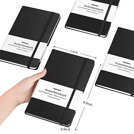 Huhuhero Lined Notebook Journal, 120Gsm Thick Paper Journals for Writing, 5 Pack Hardcover Leather Notebooks for Men Women, Daily Journal for Work Huhuhero