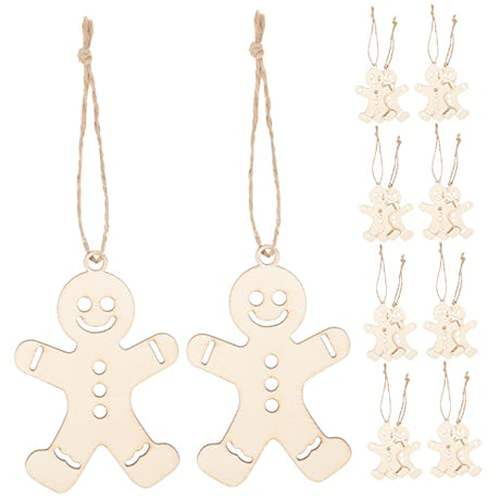 NOLITOY 300 Pcs Wooden Gingerbread Man Hanging Ornament Gingerbread Craft Christmas Gingerbread Ornament Unfinished Wood Shapes Gingerbread Man NOLITOY