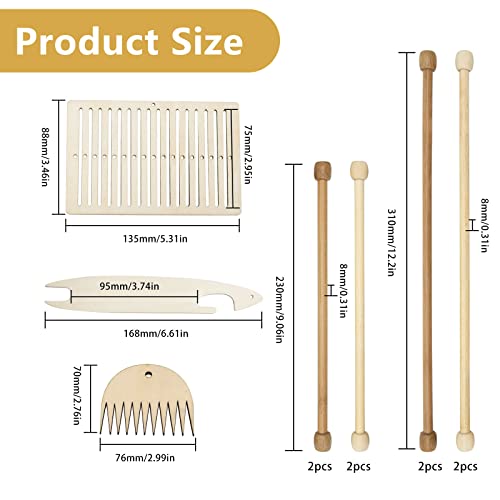 11 Pieces Weaving Loom Kit, Wood DIY Weaving Loom with Wooden Weaving Stick Weaving Comb and Wood Weaving Crochet Needle Warp Frame Loom for Kids - WoodArtSupply