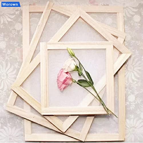 Worown 5 Size Wooden Paper Making Screen, Paper Making Mold, Wooden Paper Making Frame for DIY Paper Crafts Worown