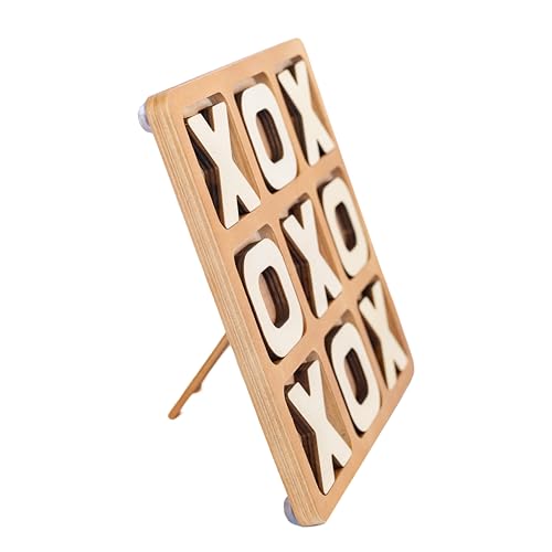 Tic Tac Toe Game & Decor Set, Kids Board Games, Versatile Boho/Natural Style Tic Tac Toe Board for Classic Two Person Games, 8.63 Inches Tic Tac Toe Woobli