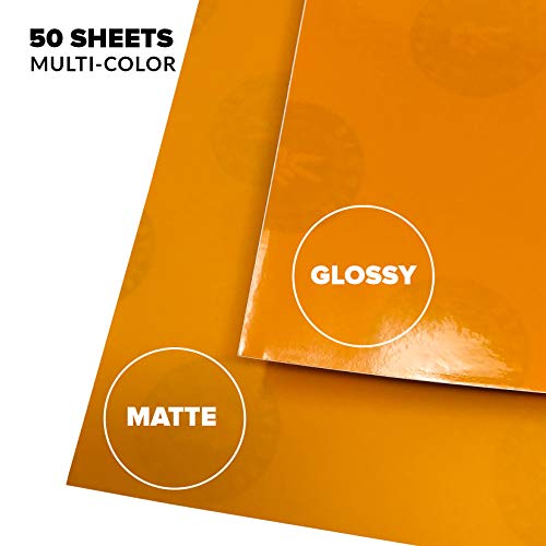50 Pack Adhesive Permanent Vinyl - Endless Crafting Possibilities with Glossy & Matte Vinyl Sheets to Decorate Your House, Party, Car, Mugs, and More