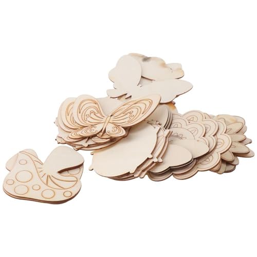 hobbyhub 30Pcs Animal and Plants Unfinished Wooden Slices,Butterfly Flower Bee Shape Blank Wood Paint Cutouts Ornaments for DIY Paint Crafts,Home - WoodArtSupply