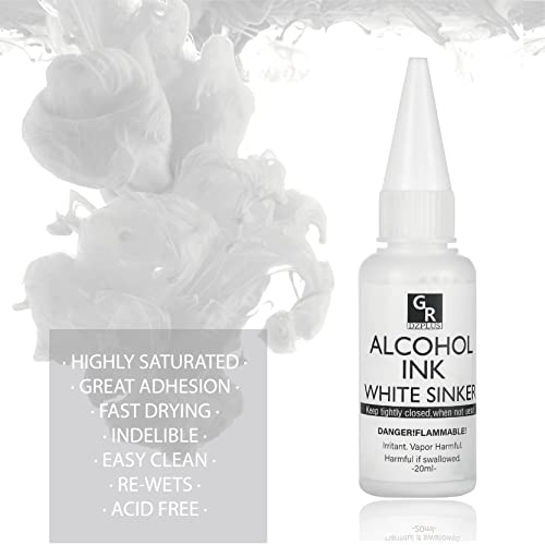 White &Pearl Alcohol Ink Set- 4 Colors for Resin Art | 2x20ml Pearl White | 2x20ml Sinking White Alcohol Based Ink GR DZPLUS