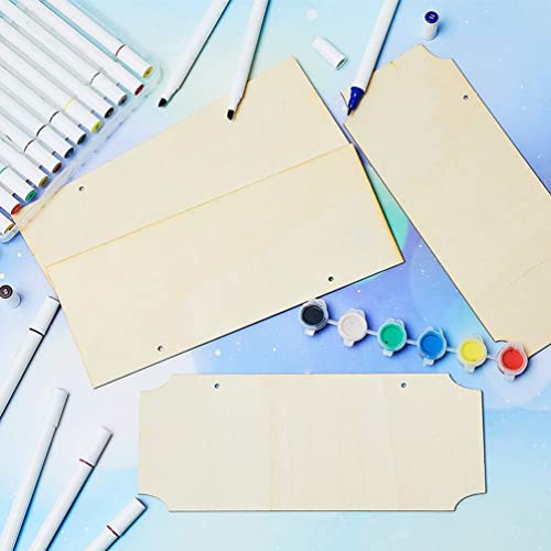Kisangel 10Pcs Hanging Wooden Sign Blank Wood Plaque Blank Wood Sign Crafts Blank Wooden Writing DIY Sign Unfinished Wood Plaque Unfinished Wood Sign Kisangel
