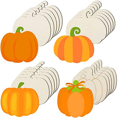 32 Pieces Wooden Pumpkin Cutout Thanksgiving Fall Crafts Pumpkins Unfinished Wood Craft Cutout Blank Paint Pumpkin Shape Cutout for Thanksgiving