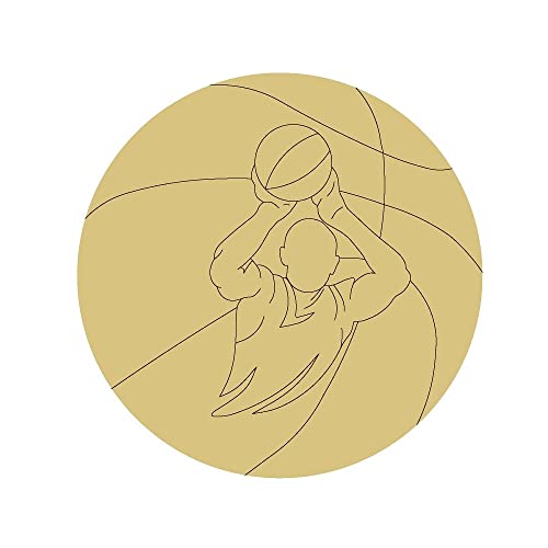 Basketball Design by Lines Unfinished Wood Cutout Basketball Player Sports Door Hanger MDF Shape Canvas Style 1 Art 2 Diverse Woodworking