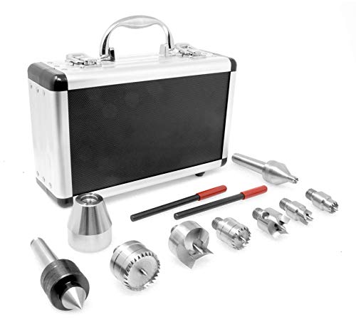 WEN LA0009 9-Piece MT2 Wood Lathe Drive and Live Center Kit with Aluminum Case WEN