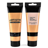 Gold Acrylic Color Paint Tubes - Set of 2-120ml Professional Grade Metallic Paints for Canvas Paper Wood and Other Surfaces Vivid Non-Toxic Paint for ARTISTIK