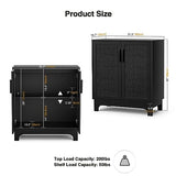 Anmytek Black Rattan Cabinet, Natural Rattan Storage Cabinet with 2 Doors Adjustable Shelf Large Space Entryway Hallway Cabinet Sideboard Buffet for Anmytek