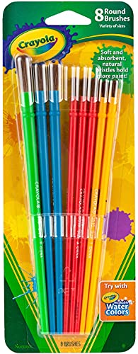 Crayola Paint Brush Set - Assorted Colors (8 Pieces), Painting Supplies for Kids, Great for Kids Classrooms & Art Projects, Ages 3+ Crayola